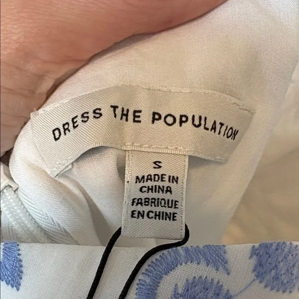 NEW Dress The Population Size Small Astoria Halter Embroidered Midi Dress White